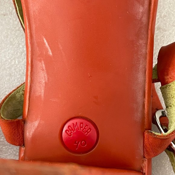 Camper Women's Red Leather Strappy Block Heels - Picture 11 of 12